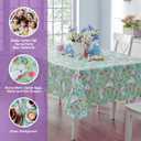 Newbridge Easter Cotton Tail Bunny Party Vinyl Flannel Backed Spring Tablecloth - Cottage Style Bunny Rabbit, Easter Egg & Floral Wipe Clean Easy Care Vinyl Tablecloth, 52" x 52" Square