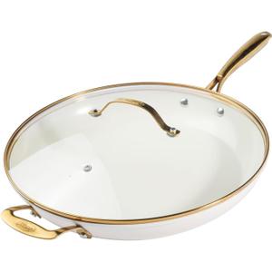 GOTHAM STEEL 14 Inch Frying Pan, Extra Large Frying Pan Skillet for Family Cooking, Non Toxic Ceramic Nonstick Coating PFOA PFOS Free, Ergonomic Stay Cool Handle, Oven and Diswasher Safe