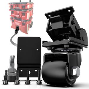 Upgraded Steel Front Caster Wheel Kit fit for Milwaukee 48-22-8427/8426 Packout Tool Box - 220 Lbs Capacity, Folding Design for Easy Storage & Shipping