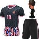 RIKPR Soccer Jersey for Boys Girls Youth Size Uniform Kids Football Shirt birthday present (black, 7-8years/ size22)