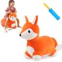 iPlay, iLearn Bouncy Pals Fox Hopping Horse, Plush Inflatable Animal Hopper, Indoor n Outdoor Ride on Jumping Bounce Toys, Birthday Gift for 18 Months 2 3 4 5 Year Old Kids Toddlers Boys Girls