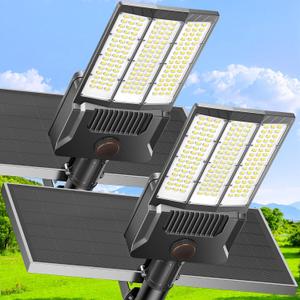 11000W Commercial Solar Street lights Outdoor IP67 Waterproof Ultra-Bright, 2 Pack