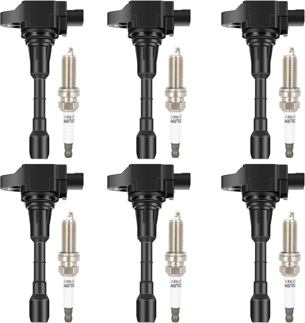 ECCPP UF550 6 ignition coils with 6 iridium Spark Plugs 1406 for Nissan for Infiniti for Maxima Murano Pathfinder Quest Altima Q50 QX60 FX35 3.5L V6 UF550 C1670 22448-JA10C