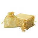 QIANF 20 Pcs Gold Small Organza Bags 3X4 inch for Wedding Favors with Drawstring, Mini Mesh Gift Bags Jewelry Pouch for Candy Bridal Shower Party Favor Baby Shower Christmas