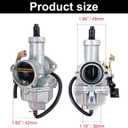 PZ30 Carburetor for 125cc 150cc 200cc 250cc 300cc ATV Dirt Bike Go Kart, 30mm Cable Choke Carb with Fuel Filter and Red Fuel Line and Gasket