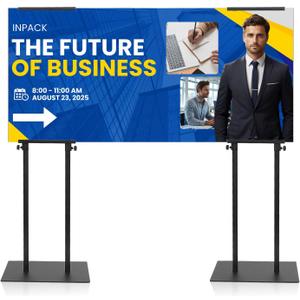 Inpack Poster Stand for Display, Heavy Duty Floor Standing Sign Holder with Non-Slip Base, Adjustable Poster Board Stand Height Up to 80 inch, Double-Sided for Board & Foam Sign (79 Inch-2 Pack)