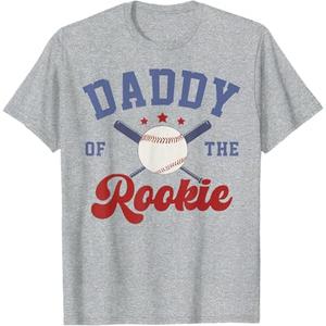 Daddy of Rookie 1st Birthday Baseball Boy Family Matching T-Shirt, Grey, Size M