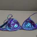 Women's Metallic Crop Tops Shiny Light-Support Rave Bra Swimsuit Top, XL 