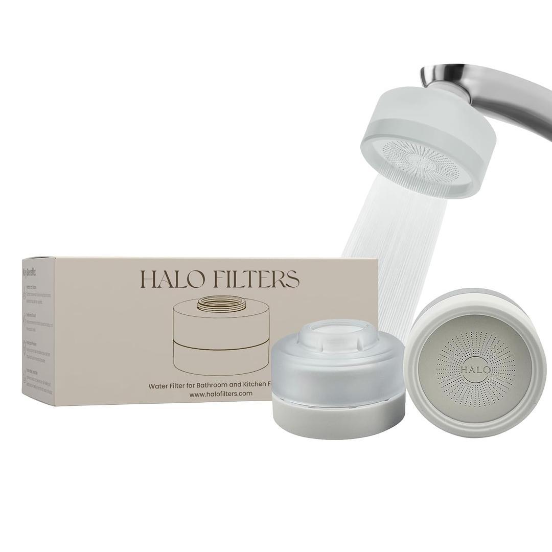 Faucet Filter Bathroom Sink Faucet Filter for Men & Womens Skincare, Vitamin CInfused, Reduces Chlorine, Advanced Filtration for Hydrated Skin, Hard Water Softener (White)