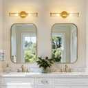 Brushed Gold Wall Sconces Set of 2, Modern Bathroom Vanity Light Fixture with Clear Glass Shades, Hardwired Brass Wall Mounted Lamp for Over Mirror, Hallway, Bedroom (E12 Bulbs Not Included), 2Pcs