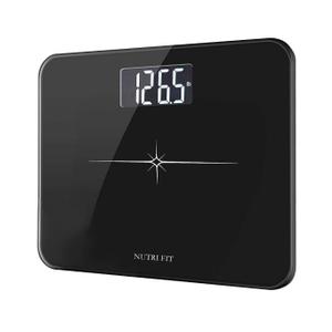 NUTRI FIT Extra-Wide/Ultra-Thick Digital Body Weight Bathroom Scale with 3 Inch Large Easy Read Backlit LCD Display Max Capacity 400lb Step-on Technology, Black
