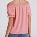 Aupuls Womens Off Shoulder Tops Puffy Sleeve Casual Summer Top Renaissance Shirt (Pink, XL)