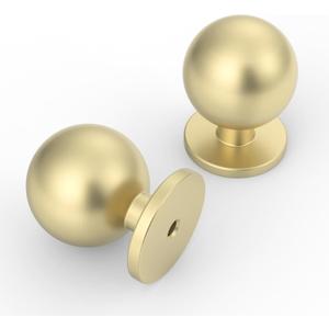 9BUILD 20 Pack 1.2 Inch Brushed Brass Cabinet Knobs - Gold Round Drawer Handles for Kitchen, Dresser, and Cabinets