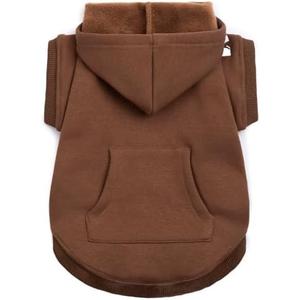 Koneseve Dog Hoodie & Cat Sweater, Warm Fleece Hooded Soft Winter Sweatshirt for All Breeds, Cozy Pet Clothes, Brown, L
