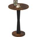 LAATOOREE Round Side Tables Set of 2, Pedestal Drink Tables, Accent End Tables, 15" Large Tabletop, Solid Wood Leg for Small Space, Living Room, Bedroom, Corner (2, Rustic Brown+ Black)