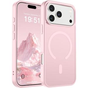 SUPFINE Magnetic for iPhone 17 Pro Max Case (Compatible with MagSafe)(Military Grade Drop Protection) Translucent Matte Shockproof with Anti-Fingerprint Phone Cover, Light Pink