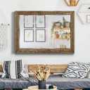 Wexford Home Walnut Vanity Mirror Rectangular Barnwood Framed Wall Mirror for Home Decor, Vertical or Horizontal Hanging, 41x29