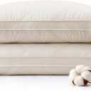 Puredown Goose Feathers and Down Pillows, 100% Organic Cotton Cover, Gusseted Pillow for Sleeping Hotel Collection Bed Pillows, Standard, Set of 2