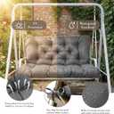 Outdoor/Indoor Swing Replacement Cushion, 2 or 3 Seats Bench Cushions with Backrest, Thicken 4" Recliner Seat Pad for Garden/Patio, Waterproof Premium Tufted Cushion with Ties(Dark Gray-47x40x4in)