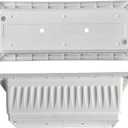 19 Inch Rectangular Plastic Planters with Drainage and Matching Trays, Set of 2, Window Box Flower Pots for Indoor Outdoor Use (White)