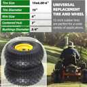 AR-PRO (2 Pack) 15 x 6.00-6" Tubeless Tire and Wheel Assembly, Replacement Riding Lawn Mower Front Tires, Compatible with John Deere Riding Mowers and Lawn Tractor, 3" Centered Hub and 3/4" Bushings