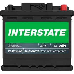 Interstate Batteries Car Battery 12V 50Ah 570CCA Group H4 AGM, Group Size H4