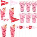 Thyle 6 Pack Valentine's Day Gifts Buckets with Label Flags, Red Heart Popcorn Treat Buckets Plastic Heart Party Favor Boxes for Valentine Gifts Filling Galentine Party Supplies Weddings Anniversary