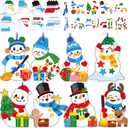 Qyeahkj 528 Pcs Winter Snowmen Craft Kits Winter Paper DIY Ornaments Art Craft Bulk with Xmas Tree Reindeer Gingerbread Stickers Holiday Activities DIY Projects Party Decors, 48 Sets