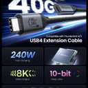 Silkland USB C Extension Cable 40Gbps, [240W Charging/8K/4K@240Hz] USB C Extender 4ft, Braided USB4 Extension Male to Female for Thunderbolt 4/USBC Hub/iPhone16/MacBook/iPad/Pixel/Dell XPS