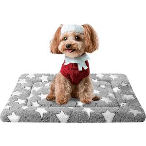 Dog Bed Mat - Dog Crate Pad - Reversible Dog Mat for Pet Comfort - Soft Bed Crate Pads with Dual-Sided Design for All Seasons - Durable, Machine Washable Mat for Crates, Travel, and Home (24"L*18"W*1.5"Th, Grey&Star)