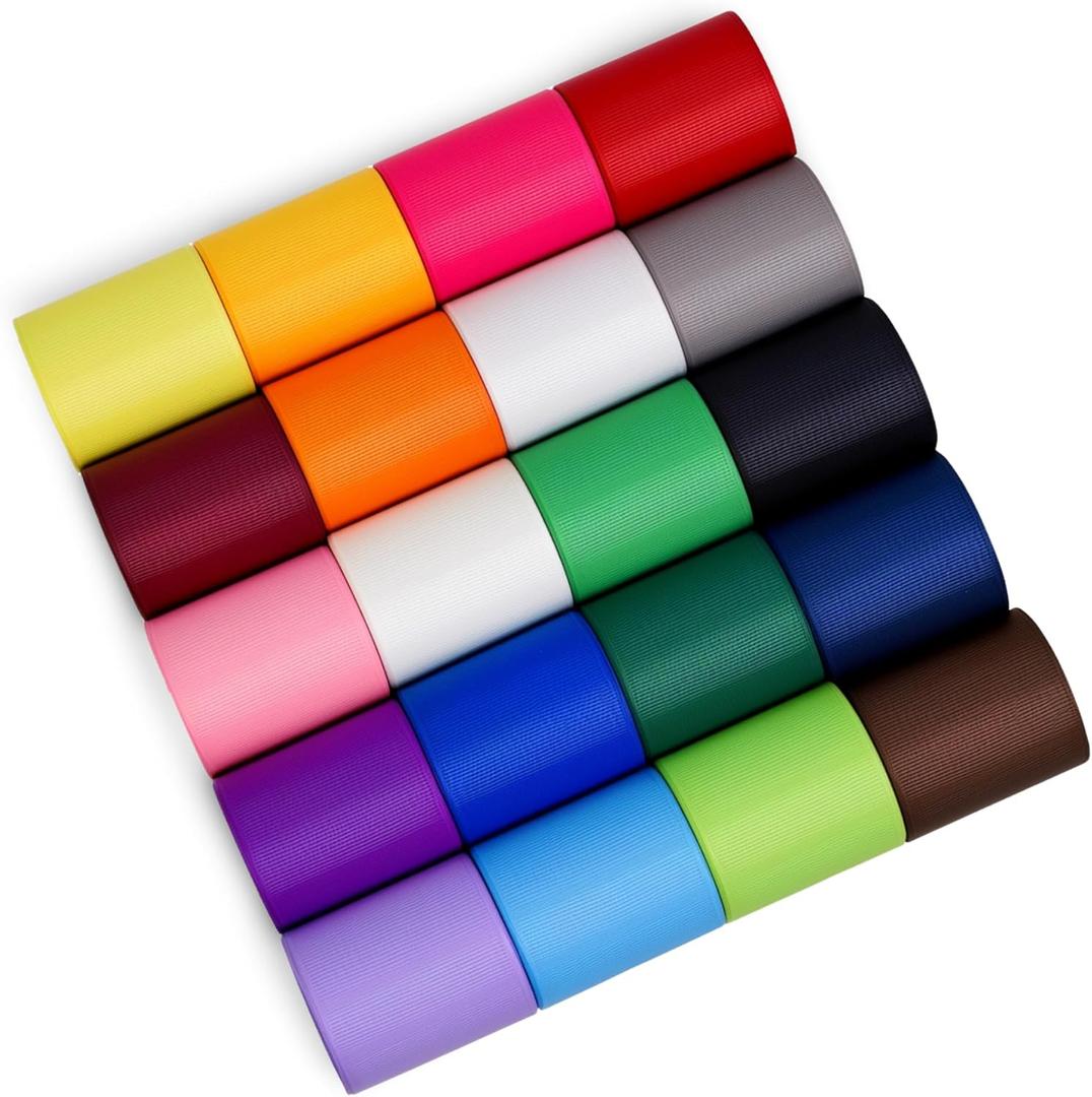 Grosgrain Ribbon 2 inch 20 Colors 5 Yards/Roll, Total 100 Yards Per Package for Christmas Tree, Wreath Decorations, Bow Making, Gift Wrapping, Flower Bouquet