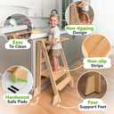 OCODILE Adjustable Foldable Toddler Tower Folding Tower for Kids | Montessori Toddler Kitchen Step Stool Helper for Independence - Varnished