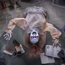 4 Ft. 3 1/4" Animated Life-Size Bent Backwards Creepy Lady Halloween Decoration