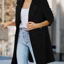 PRETTYGARDEN Women's 2026 Spring Fall Long Blazer Jackets Long Sleeve Lapel Pockets Loose Fit Work Casual Blazers Outerwear (Black, XXL)