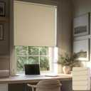 HESTIA No Drill Cordless Room Darkening Vinyl Mini Blinds, 1 L-Shaped PVC Slats Venetian Horizontal Blind Privacy Indoor Window Coverings for Bedroom, Bathroom and Kitchen, Cream, 42.5" W X 50" H