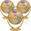 Henoyso 3 Pcs Mini Antique Globe for Kids 4.2 In/ 10.6 cm Small Educational Vintage Decorative Desk Decor with Stand for Home Office Classroom Desktop Back to School Gifts