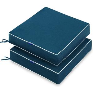 MIULEE 22 x 22 x 3 Inch Outdoor Chair Cushions,Waterproof Seat Cushions for Patio Furniture Garden with Ties Patio Chair Cushions Set of 2,Blue