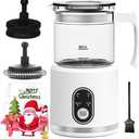 Electric Milk Frother,4 in 1 -Automatic Milk Frother,14oz Silent Operation Hot and Cold Milk Foamer Temperature Control Milk Steamer Warmer for Coffee,Latte,Cappuccino,Hot Choc,Dishwasher Safe (White)
