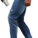 Woenzaia Mens Jeans Slim Fit Skinny Denim Stretch Tapered Jean Pants (Blue, L)