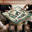Vintage Green Chinoiserie Peacock Mahjong Mat for Table 31.5x31.5 in, Chinese Floral Pavilion Peacock Mahjong Table Mat Cover Anti Slip Noise Reduction for Mah Jong Card Board Tile Games