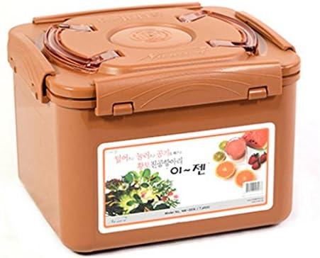 e-jen Premium Kimchi, Sauerkraut Container Probiotic Fermentation with Inner Vacuum Lid (Earthenware Brown, 1.9 gal/ 7.4L)