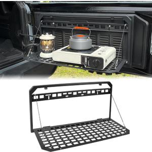 MAIKER Tailgate Table for Jeep Tailgate MOLLE Panel for 2007-2024 Jeep Wrangler JK JKU JL JLU Foldable Cargo Shelf Aluminum Alloy Storage Shelf (Not Fit JK Models with Stock Subwoofer) (without Molle Pouch)