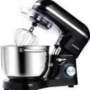 Aucma Stand Mixer,6.5-QT 660W 6-Speed Tilt-Head Food Mixer, Kitchen Electric Mixer with Dough Hook, Wire Whip & Beater (Almond Cream, 6.5QT)