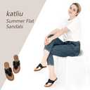 katliu Women's Flat Sandals Flip Flop Sandals Dressy Thong Sandals (Black) - Size 8.5