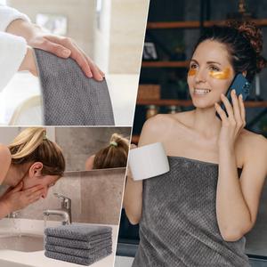 HOMEXCEL 8 Piece Bath Towel Set, Microfiber Bathroom Towel - 2 Bath Towels, 2 Hand Towels, and 4 Wash Cloths, Super Soft, Highly Absorbent Towels for Bathroom, Gym, Hotel, and Spa (Grey)