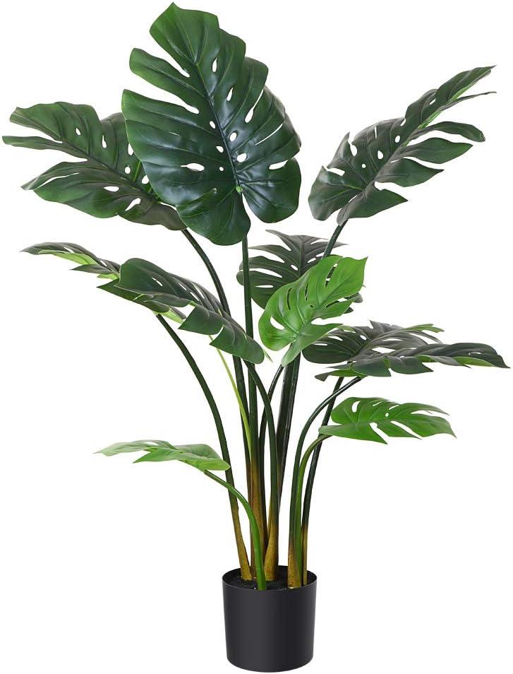 FOPAMTRI Artificial Monstera Deliciosa Plant 43" Fake Tropical Palm Tree, Perfect Faux Swiss Cheese Plant for Home Garden Office Store Decoration, 11 Leaves (3ft 2in)