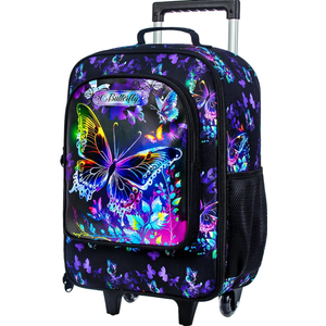TXHVO Kids Suitcase for Girls, Carry on Luggage With Wheels, Butterfly Suitcases for Kid Toddler Children (Black)