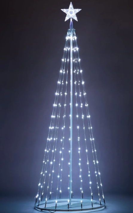 JOIEDOMI LED Christmas Cone Tree Lights, 6FT Outdoor Lighted Tree with 8 Lighting Modes & Star Topper, Christmas Decorations for Yard Porch Patio Garden Holiday Decor, Cool White