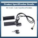 E-Scooter 36V Throttle Replacement for Gotrax Flex for Hoverfly Z5, w/Display Light Switch Lock 2 Keys Twist Accelerator Handle Grip 6-Pin, 3.54 Inches X 6.69 Inches