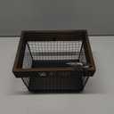 Rae Dunn Pet Toy Storage Bin - Metal and Wood Organizer for Dog Toys, Treats, Leashes - Cat Toy Basket Container - Dark Wood